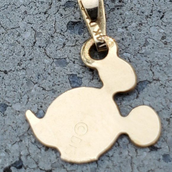 *SOLD* 14K Yellow Gold Mickey Mouse Head Etched Charm Pendant - Picture 4 of 7